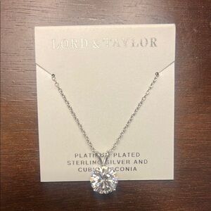 Lord & Taylor Platinum Plated Sterling Silver & Cubic Zirconia Necklace *NWT*